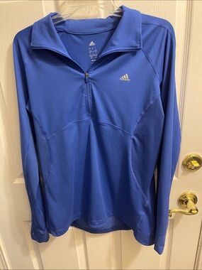 adidas Royal Blue Long-Sleeve 1/4 Zip Pullover